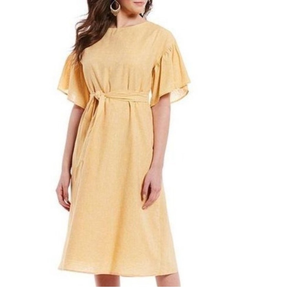 DANIEL CREMIEUX STRIPE RUFFLE MIDI DRESS ( Sz 8)